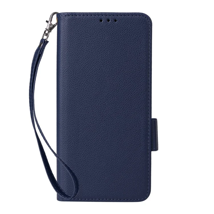 Para Samsung Galaxy A55 5G Flip Wallet Leather Case Litchi Texture Phone Cover - Dark Blue