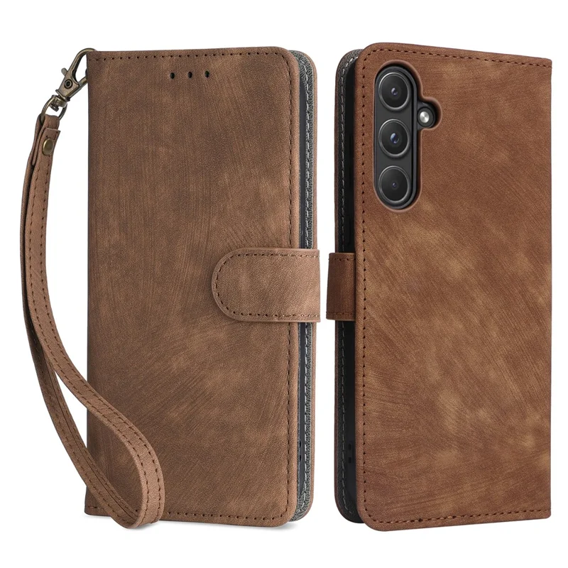 Per Samsung Galaxy A55 5G Stand Case Custodia antiurto Guscio RFID Blocking Cover Wallet - Marrone