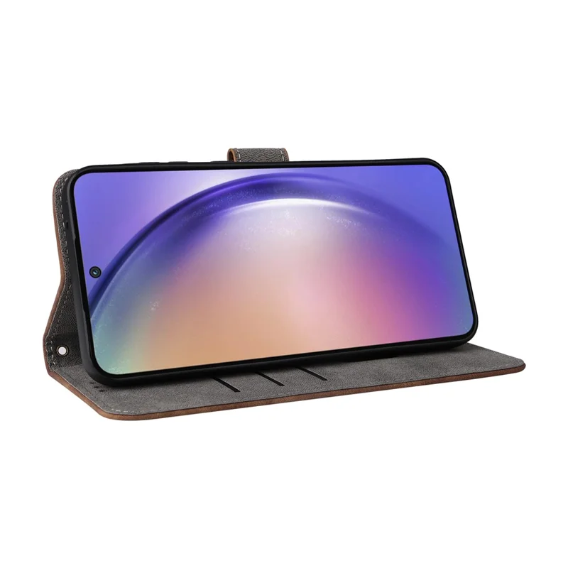 Per Samsung Galaxy A55 5G Stand Case Custodia antiurto Guscio RFID Blocking Cover Wallet - Marrone