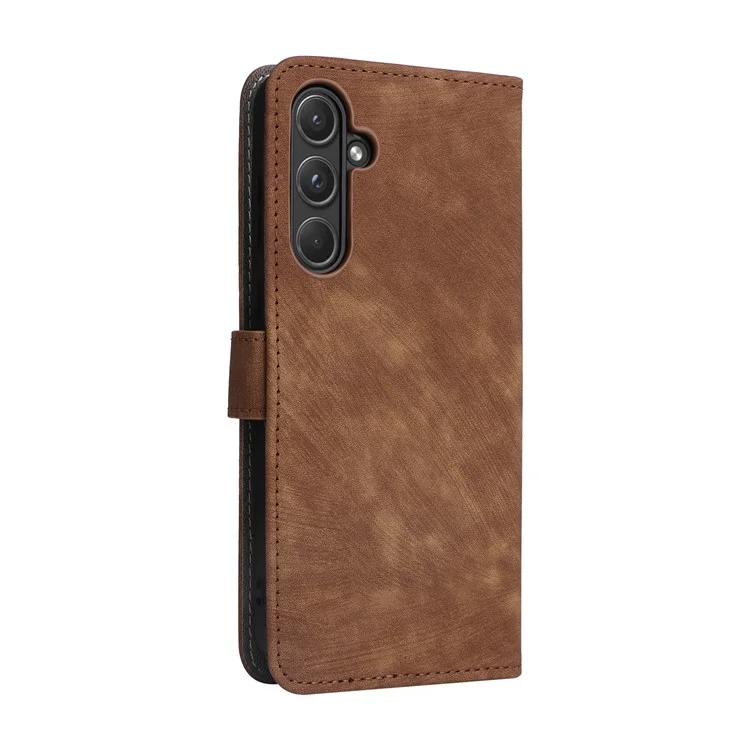 Per Samsung Galaxy A55 5G Stand Case Custodia antiurto Guscio RFID Blocking Cover Wallet - Marrone