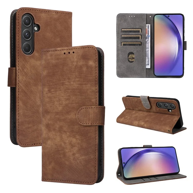 Per Samsung Galaxy A55 5G Stand Case Custodia antiurto Guscio RFID Blocking Cover Wallet - Marrone