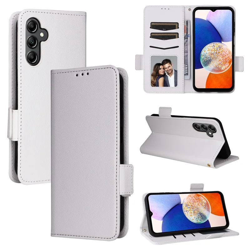 Für Samsung Galaxy A15 4G / 5G Wallet Case PU Leder Litchi Textur Telefonständer Abdeckung - Weiß