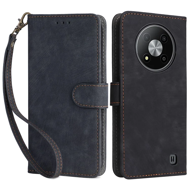 For ZTE Blade A73 Pro 5G / A73 5G / Optus X Pro 5G Case RFID Blocking Card Slots Phone Cover with Hand Strap - Black