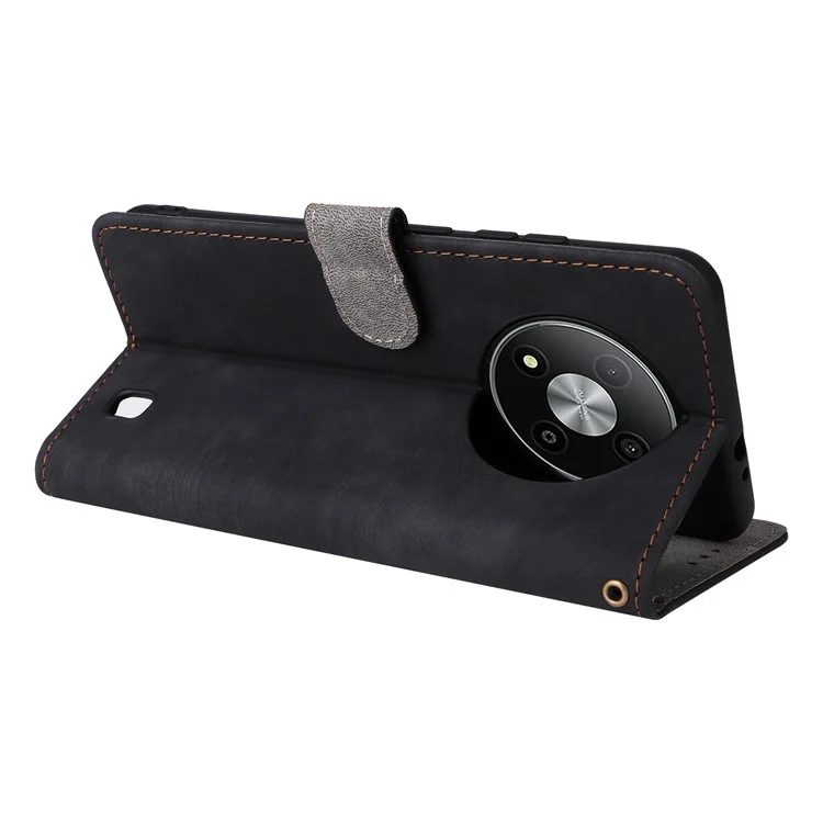 For ZTE Blade A73 Pro 5G / A73 5G / Optus X Pro 5G Case RFID Blocking Card Slots Phone Cover with Hand Strap - Black