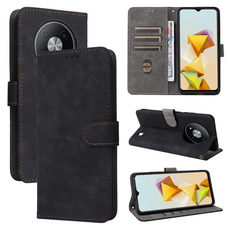 For ZTE Blade A73 Pro 5G / A73 5G / Optus X Pro 5G Case RFID Blocking Card Slots Phone Cover with Hand Strap - Black