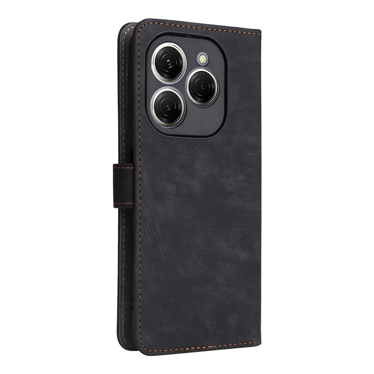 For TECNO Spark 20 Pro KJ6 Case RFID Blocking PU Leather+TPU Cell Phone Cover with Strap - Black