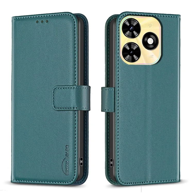 BINFEN COLOR BF17 For Infinix Smart 8 4G Leather Cover Viewing Stand Wallet Phone Case - Green
