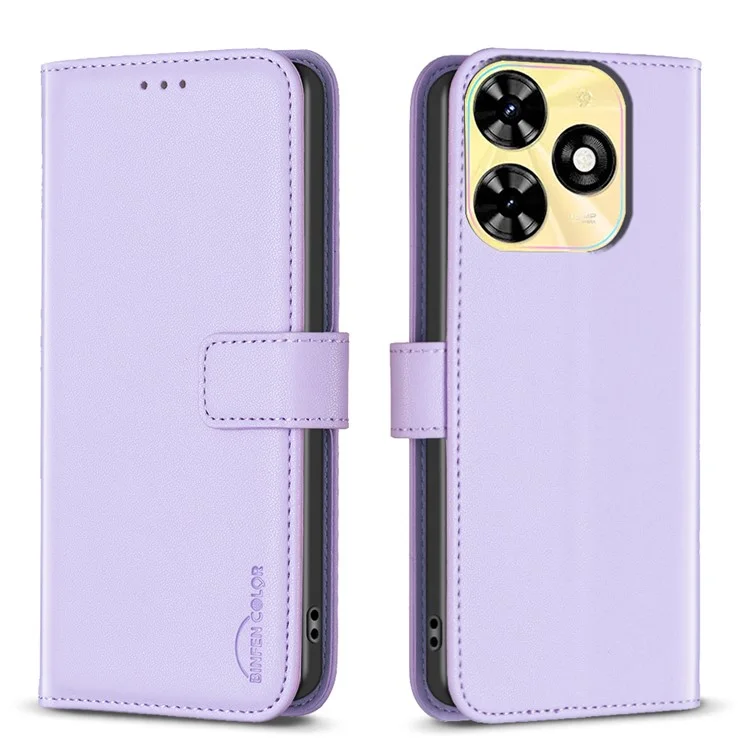 BINFEN COLOR BF17 For Infinix Smart 8 4G Leather Cover Viewing Stand Wallet Phone Case - Purple