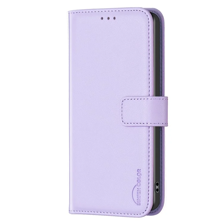 BINFEN COLOR BF17 For Infinix Smart 8 4G Leather Cover Viewing Stand Wallet Phone Case - Purple