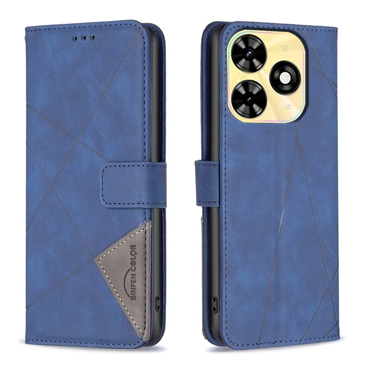 BINFEN COLOR For Infinix Smart 8 4G Phone Cases Wallet Stand Geometry Imprinted Leather Cover - Blue
