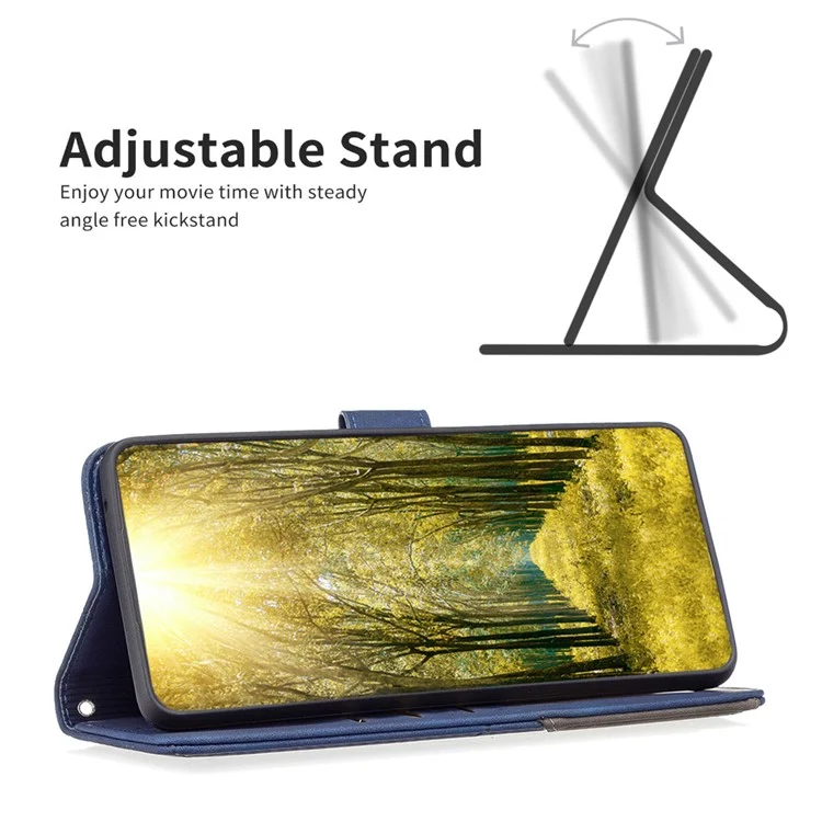 BINFEN COLOR For Infinix Smart 8 4G Phone Cases Wallet Stand Geometry Imprinted Leather Cover - Blue