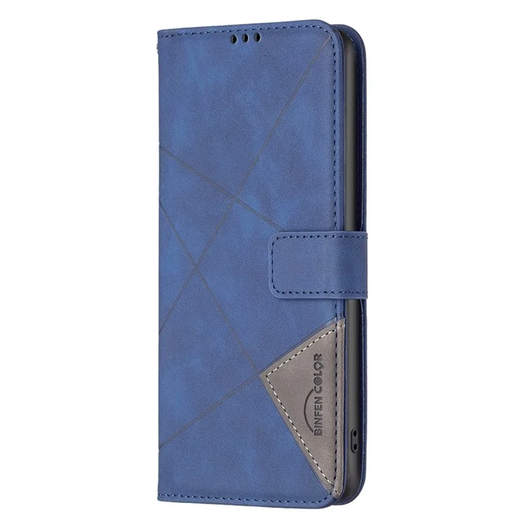BINFEN COLOR For Infinix Smart 8 4G Phone Cases Wallet Stand Geometry Imprinted Leather Cover - Blue