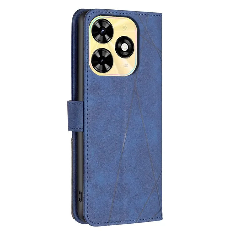 BINFEN COLOR For Infinix Smart 8 4G Phone Cases Wallet Stand Geometry Imprinted Leather Cover - Blue