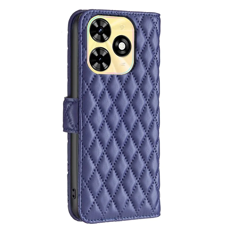 BINFEN COLOR BF Style-14 For Infinix Smart 8 4G Wallet Leather Case Rhombus Grid Pattern - Blue