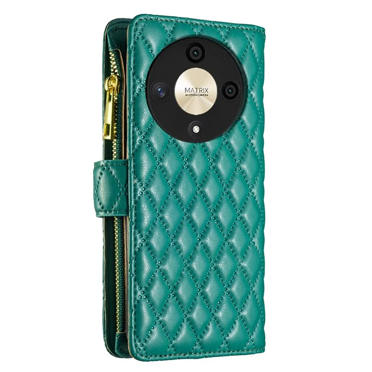BINFEN COLOR BF Style-15 Per Honor X9b 5G / Magic6 Lite 5G Custodia per telefono Tasca con cerniera Flip Cover - Verde
