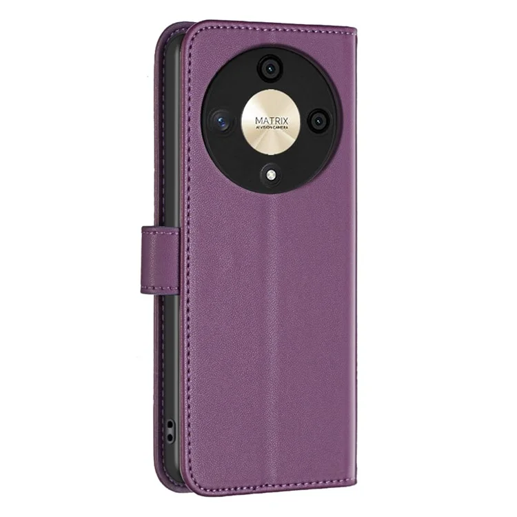 BINFEN COLOR BF17 For Honor X9b 5G / Magic6 Lite 5G Leather Case Wallet Protective Cover - Dark Purple