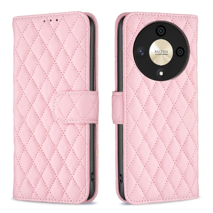BINFEN COLOR BF Style-14 For Honor X9b 5G / Magic6 Lite 5G Leather Phone Case with Stand Wallet - Pink