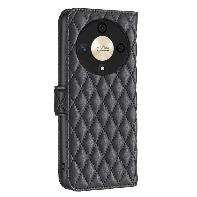 BINFEN COLOR BF Style-14 For Honor X9b 5G / Magic6 Lite 5G Leather Phone Case with Stand Wallet - Black