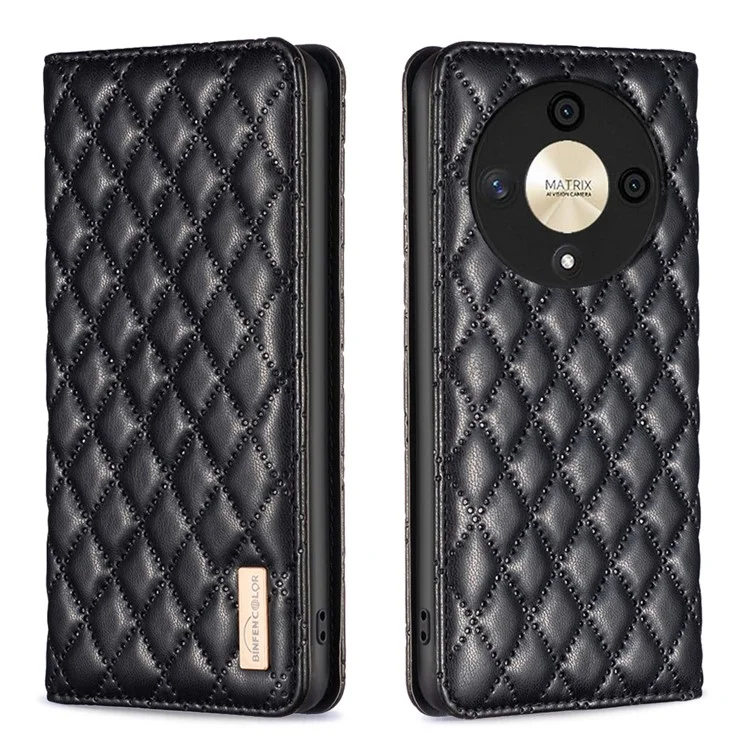 BINFEN COLOR BF Style-16 Per Honor X9b 5G / Magic6 Lite 5G Custodia in Pelle con Slot per Schede e Supporto per Telefono - Nero