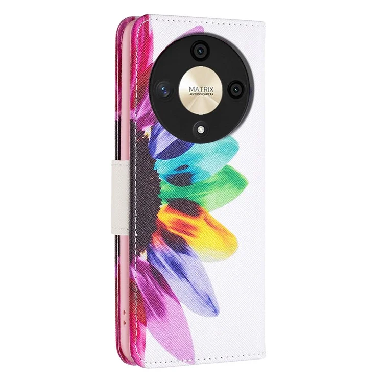 For Honor X9b 5G / Magic6 Lite 5G Custodia Portafoglio con Motivo in Pelle PU Flip Cover per Telefono - Girasole
