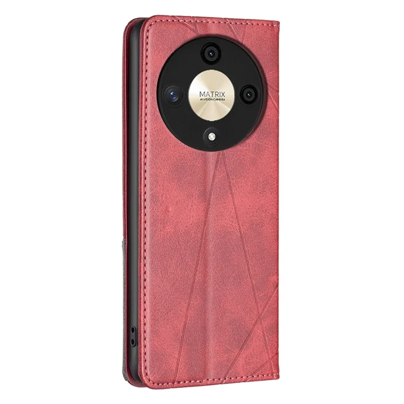 For Honor X9b 5G / Magic6 Lite 5G Leather Case Magnetic Closing Phone Cover with Card Slots - Red