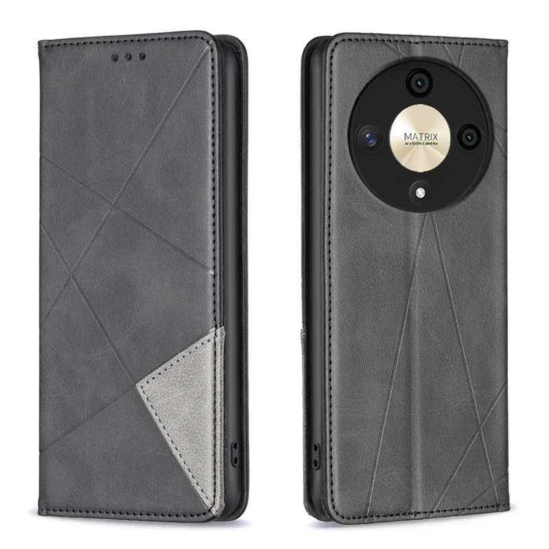 For Honor X9b 5G / Magic6 Lite 5G Leather Case Magnetic Closing Phone Cover with Card Slots - Black