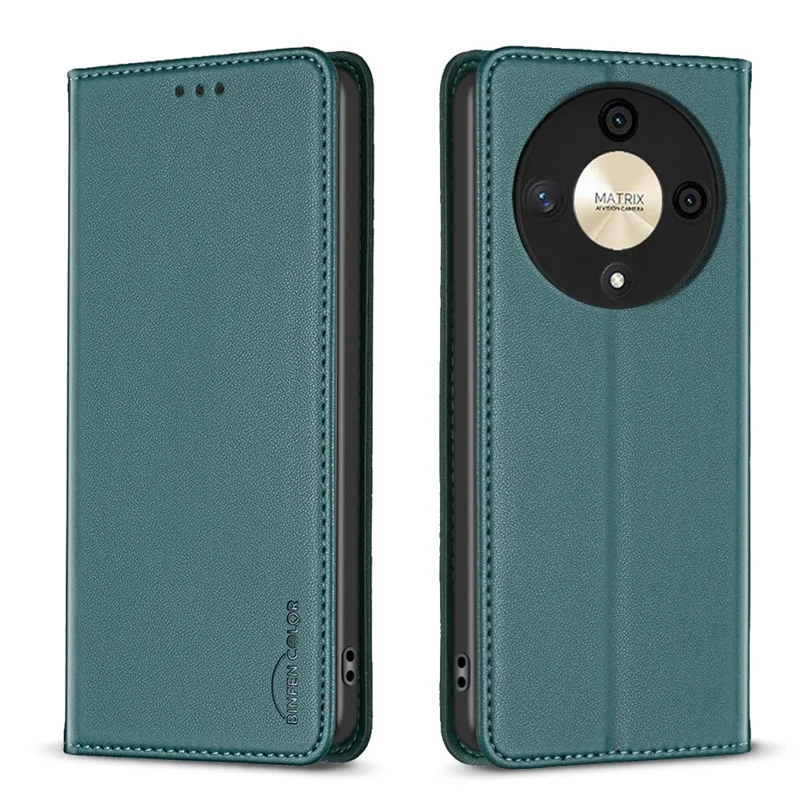BINFEN COLOR BF18 For Honor X9b 5G / Magic6 Lite 5G Phone Case with Card Holder Stand - Green