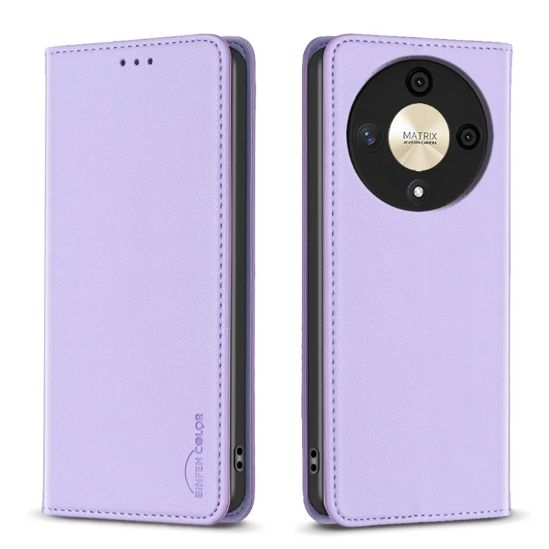 BINFEN COLOR BF18 For Honor X9b 5G / Magic6 Lite 5G Phone Case with Card Holder Stand - Purple