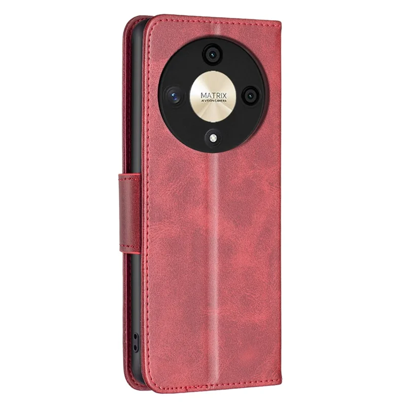 Til Honor X9b 5G / Magic6 Lite 5G Etui, Solid Farve Læder Wallet Telefondæksel - Rød