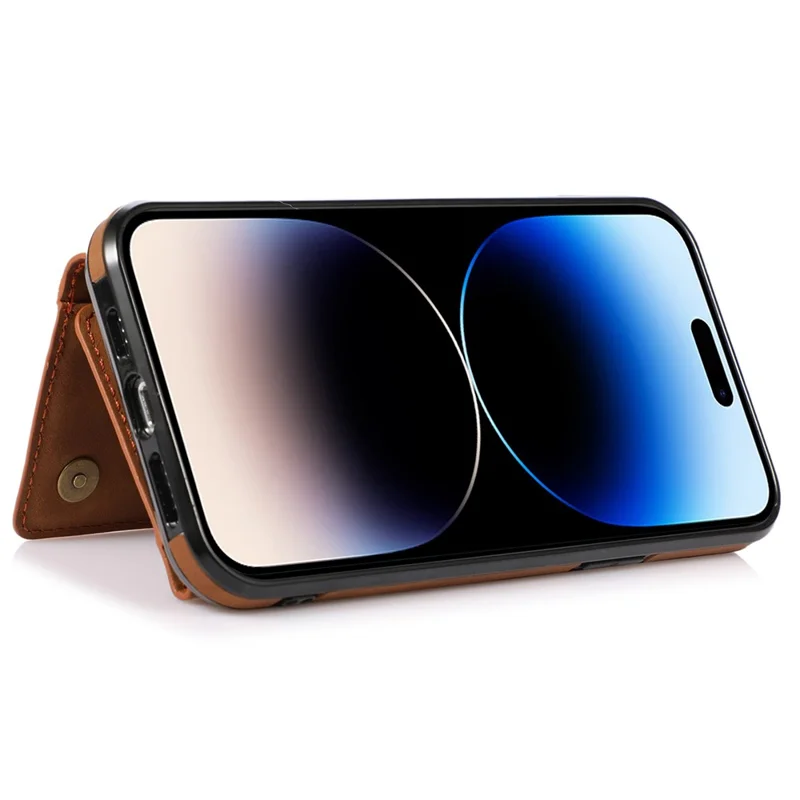 For iPhone 12 Pro Max 6.7 inch Cell Phone Case Tri-fold Wallet Anti-scratch PU Leather+TPU Cover - Brown