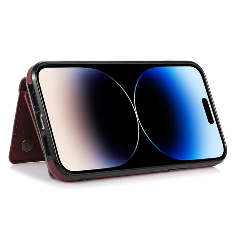 Para iPhone 12 Pro Max 6,7 polegadas Capa de telefone celular Carteira Tri-fold Anti-scratch PU Leather+TPU Cover - Vinho Tinto