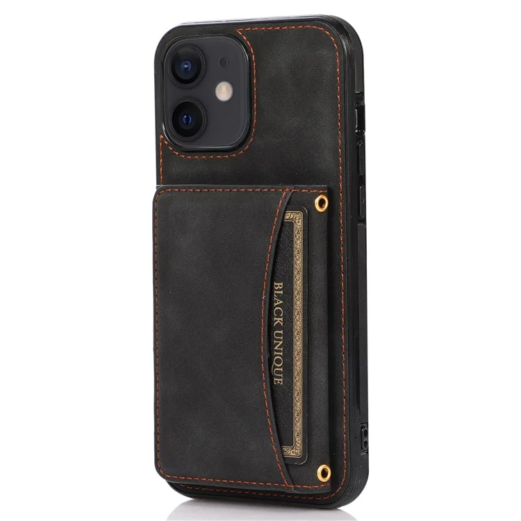 For iPhone 11 Cell Phone Case Tri-fold Wallet Drop-proof PU Leather+TPU Kickstand Back Cover - Black