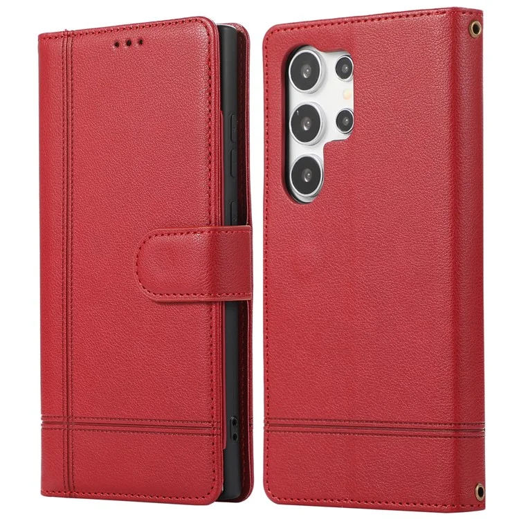 Чехлы для сотовых телефонов Samsung Galaxy S24 Ultra Folio Flip Leather Protection Cover с зеркалом - Красный