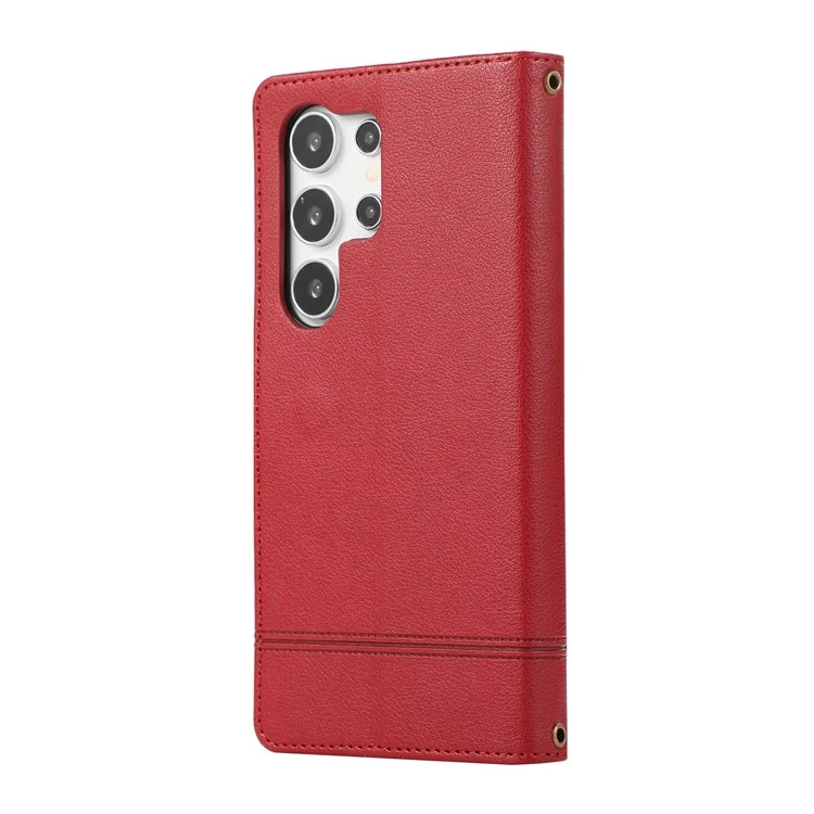 Чехлы для сотовых телефонов Samsung Galaxy S24 Ultra Folio Flip Leather Protection Cover с зеркалом - Красный