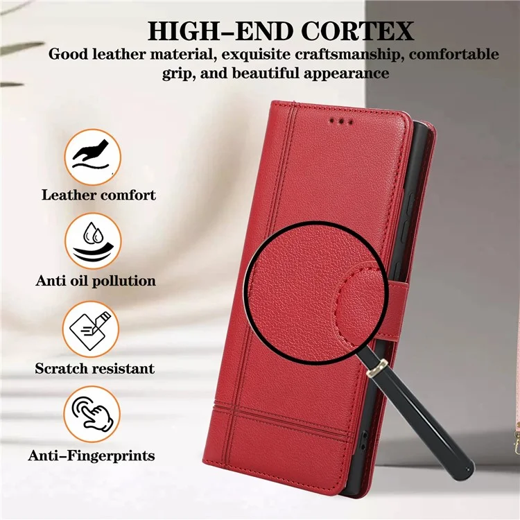 Чехлы для сотовых телефонов Samsung Galaxy S24 Ultra Folio Flip Leather Protection Cover с зеркалом - Красный