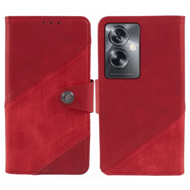 Для Oppo A79 5G PU Кожаный чехол для мобильного телефона Crazy Horse Texture Mobile Phone Shell Wallet - Красный