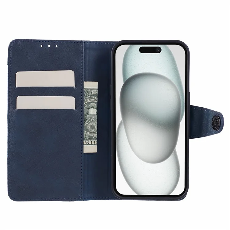Per Google Pixel 8a Wallet Phone Case PU Pelle Splicing Mobile Cover Antipolvere Shell - Blu scuro