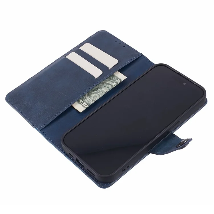 Per Google Pixel 8a Wallet Phone Case PU Pelle Splicing Mobile Cover Antipolvere Shell - Blu scuro