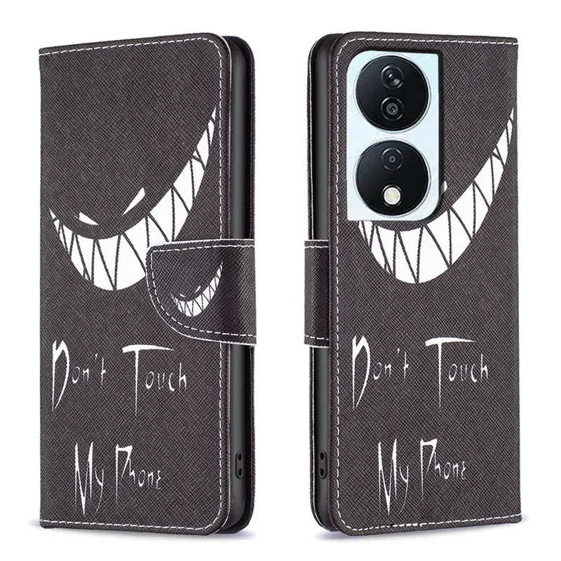 For Honor X7b 4G / 90 Smart PU Leather Magnetic Flip Cover Pattern Wallet Phone Case - Don't Touch My Phone