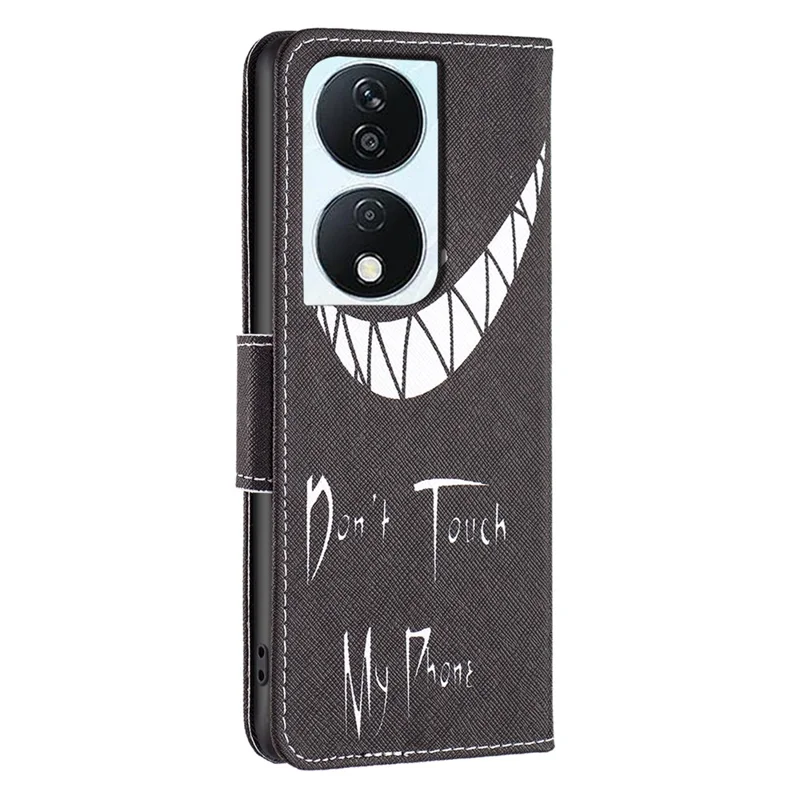 For Honor X7b 4G / 90 Smart PU Leather Magnetic Flip Cover Pattern Wallet Phone Case - Don't Touch My Phone