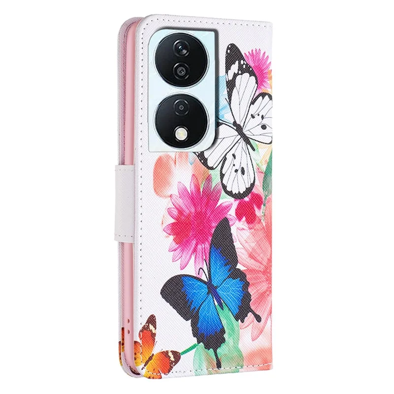 For Honor X7b 4G / 90 Smart PU Leather Magnetic Flip Cover Pattern Wallet Phone Case - Two Butterflies