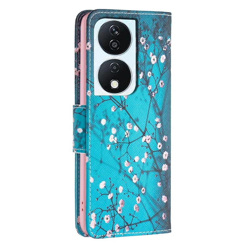 For Honor X7b 4G / 90 Capa de Carteira de Telefone com Padrão de Couro PU Magnético Flip - Flor de Ameixa 