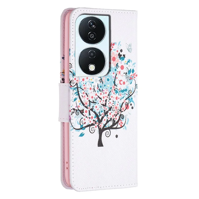 For Honor X7b 4G / 90 Smart PU Leather Magnetic Flip Cover Pattern Wallet Phone Case - Flower Tree