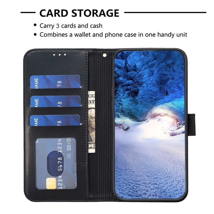 Para Honor X7b 4G / 90 Smart Wallet Leather Case Clover Pattern Flip Phone Cover - Preto