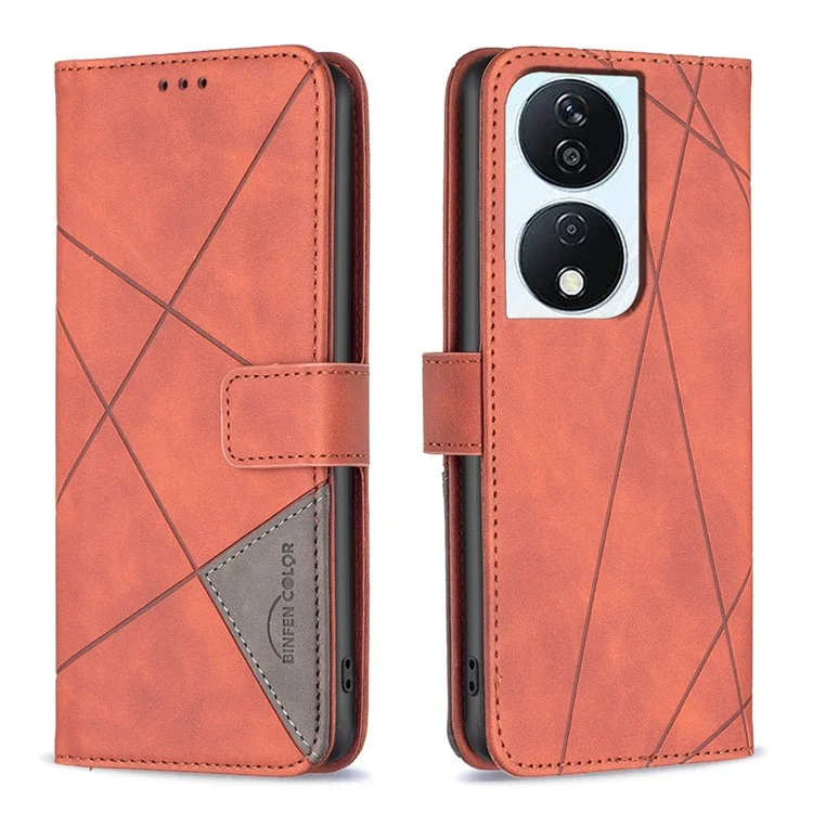 BINFEN COLOR BF05 Pour Honor X7b 4G / 90 Smart Étui en Cuir Stand Portefeuille Coque de Protection - Marron