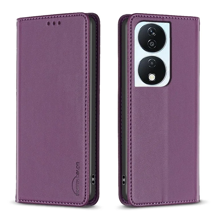 BINFEN COLOR BF18 For Honor X7b 4G / 90 Smart Card Slots Leather Case Magnetic Auto Closing - Dark Purple