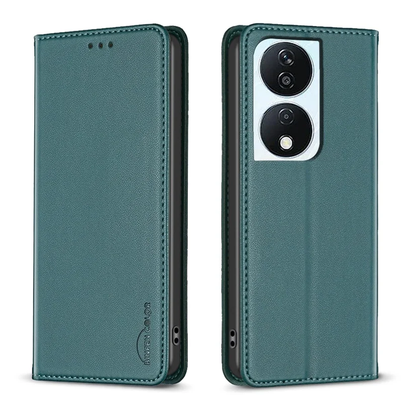 BINFEN COLOR BF18 For Honor X7b 4G / 90 Smart Card Slots Leather Case Magnetic Auto Closing - Green