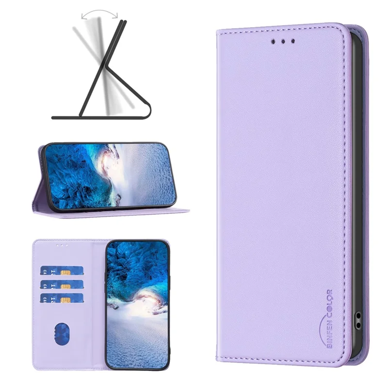BINFEN COLOR BF18 For Honor X7b 4G / 90 Smart Card Slots Leather Case Magnetic Auto Closing - Purple