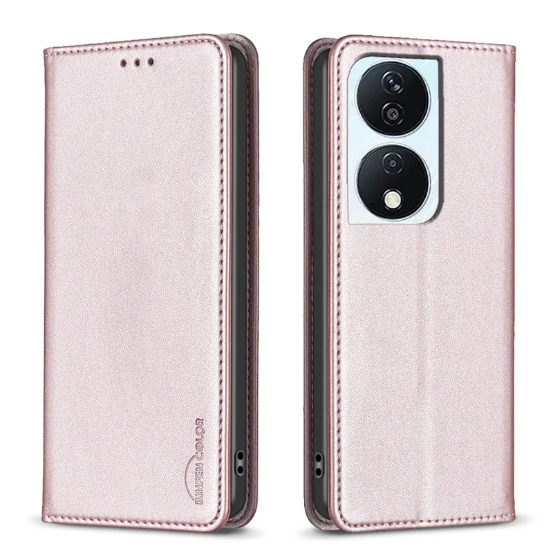 BINFEN COLOR BF18 Honor X7b 4G / 90 Steckplätze für Smartcards Lederhülle Magnetverschluss - Roségold 