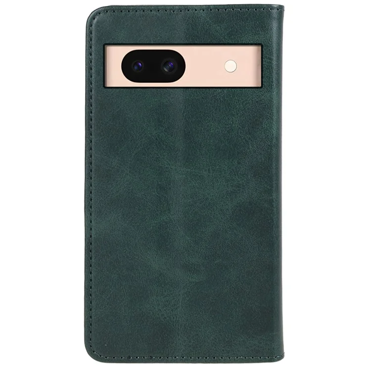For Google Pixel 8a Case PU Leather Calf Texture Business Style Magnetic Closing Phone Cover - Green